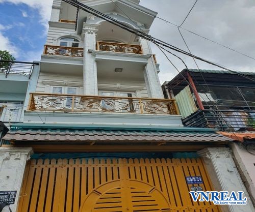 ban nha moi xay  duong tan son doi dien san glod  dien tich 4 x 25m   tret   4 lau  gia ban 6 ty 3